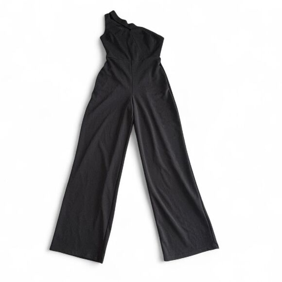 S Crystal Sky Black One-Shoulder Jumpsuit – Cutout Party & Evening Wear - Picture 1 of 7